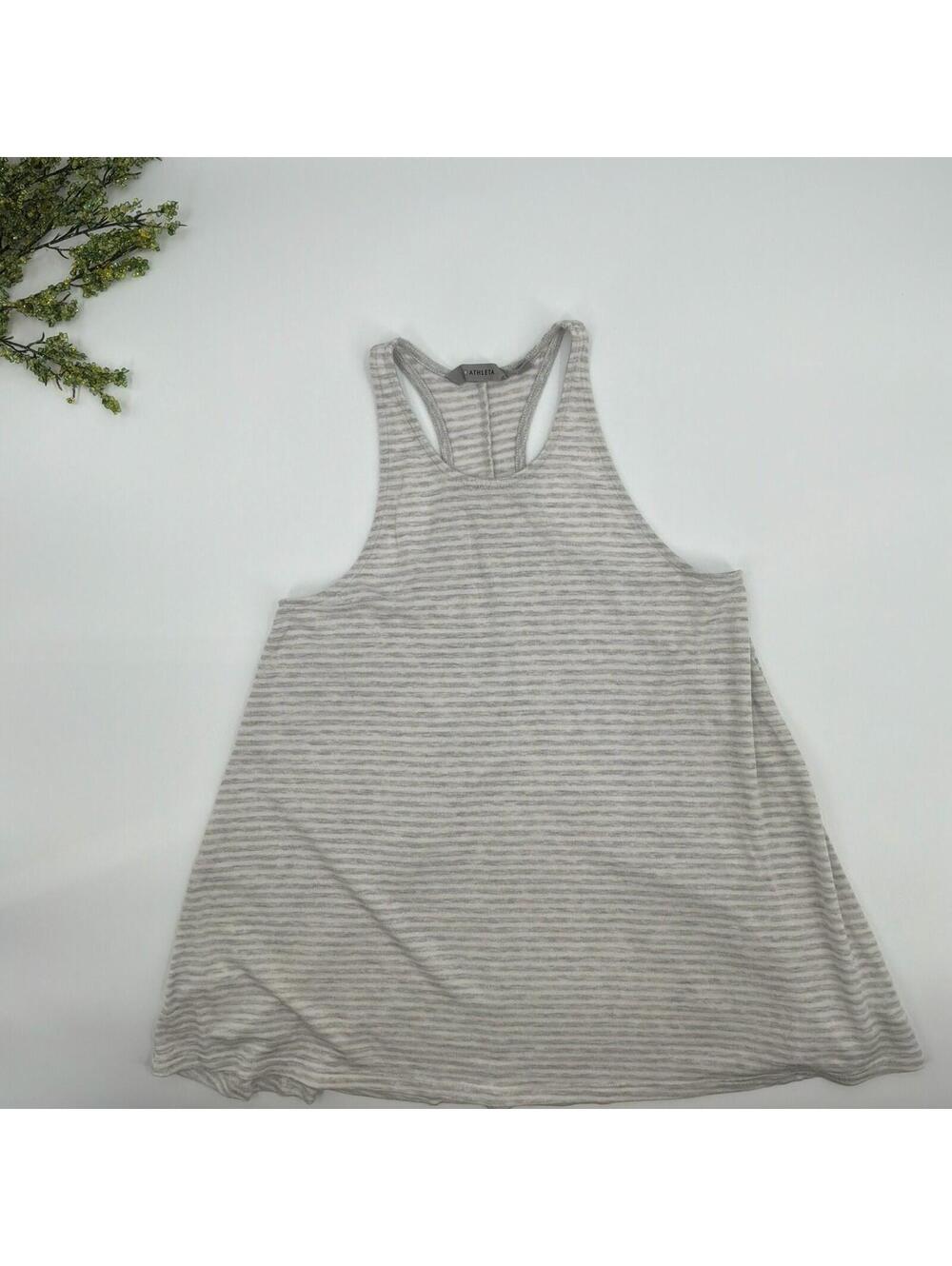 Athleta Gray White Striped Racerback Athletic Tank Top Size Xs
